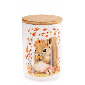 Borcan decorativ, depozitare ceramica bambus Veverita Ø 10 cm x 15,5 H