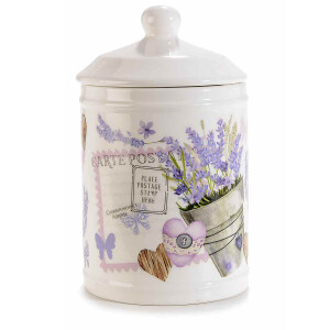 Borcan decorativ ceramica multicolora Lavanda 11.5x19 cm