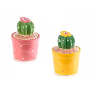 Set 2 borcane ceramica multicolora Cactus 13x19 cm