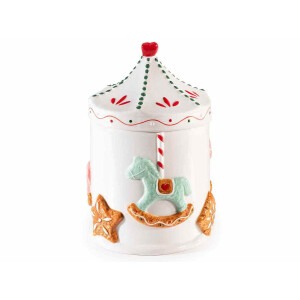 Borcan Craciun ceramica multicolora 14.5x22 cm