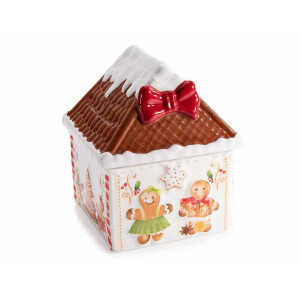 Borcan Craciun ceramica multicolora cm 13 x 13 x 16 H