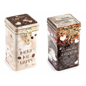 Set 2 cutii depozitare cafea inchidere ermetica metal multicolor 2 x 9 x 9 x 17 H