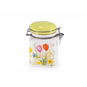 Borcan depozitare ceramica multicolora 13 x 9,5 x 15 H