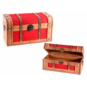 Set 2 cufere lemn catifea 40.5x23x23 cm, 34x17x16 cm