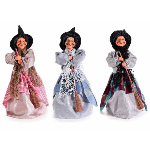 Set 3 figurine Vrajitoare Befana cu recipient pentru dulciuri Ø12cmx35H