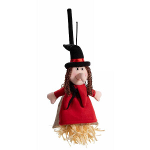Figurina Vrajitoare Halloween Befana cu sacutel textil multicolor cm 17 x 45 H