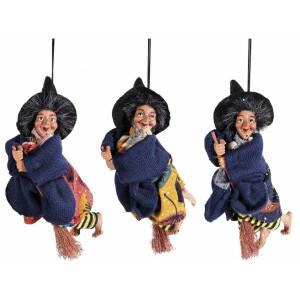 Set 3 figurine Halloween Vrajitoare Befana polirasina textil multicolor cm 10x6x18 H 