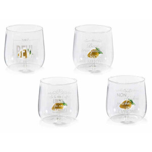Set 4 pahare sticla decor Lamai 3D Ø 9 cm x 9 H