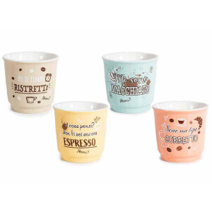 Set 4 pahare portelan multicolor pentru cafea Coffee Ø 6 cm x 6 H, 90 ml