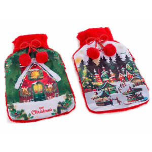 Set 2 recipiente textil apa calda Craciun 21x36 cm, 1.5 L