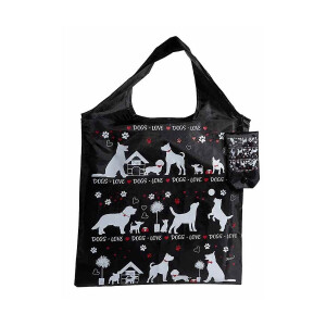 Sacosa cumparaturi poliester alb negru Pisicute cm 37 x 54 H, 12 L
