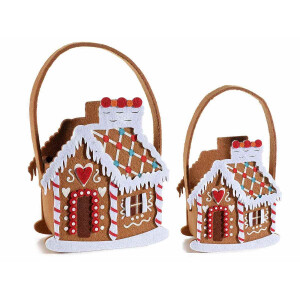Set 2 gentute Craciun textil multicolor 15x7.5x25 cm, 11x6x19.5 cm