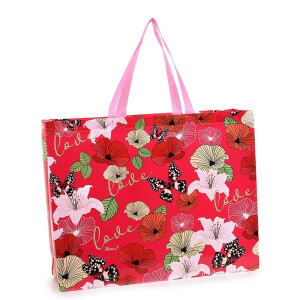 Sacosa cumparaturi material netesut cu imprimeu Floral cm 48x14x60 H