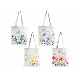 Set 4 sacose cumparaturi textil multicolor Flowers II cm 33 x 70 H