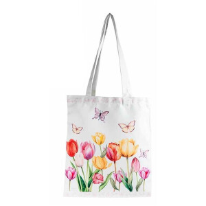 Sacosa cumparaturi textil multicolor Flowers II cm 33 x 70 H