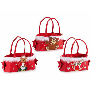 Set 3 gentute Craciun textil multicolor 19.5x10x25 cm