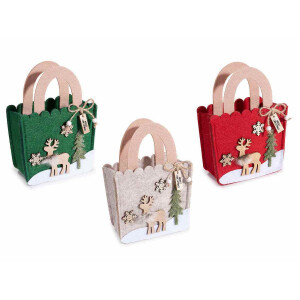 Set 3 gentute Craciun textil multicolor cm 12,5 x 6,5 x 18 H