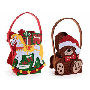  Set 2 gentute Craciun textil multicolor 15x8.5x25 cm