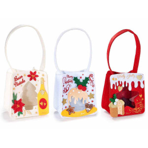 Set 3 gentute Craciun textil multicolor 11x8x26 cm