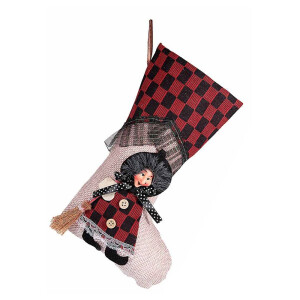 Ciorap decorativ Halloween Befana textil multicolor II 18 x 30 H
