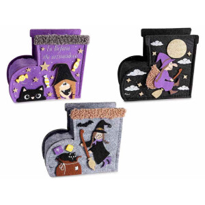 Set 3 ghetute Halloween Befana textil multicolor cm 15 x 7 x 13 H