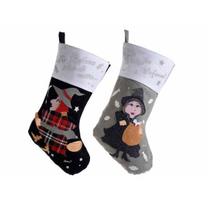 Set 2 ciorapi decorativi Halloween Befana textil multicolor cm 24 x 38 H
