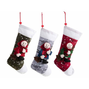 Set 3 ciorapi decorativi Befana textil multicolor cm 18,5 x 37 H