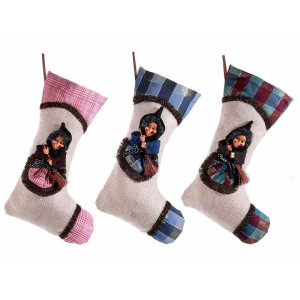 Set 3 ciorapi decorativi Halloween Befana textil multicolor cm 23 x 38 H