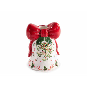 Set 2 suporturi lumanari Craciun ceramica multicolora Ø 8 cm x 10,5 H