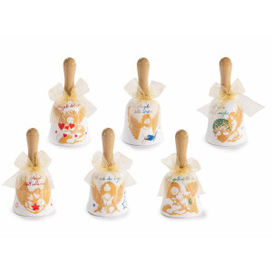 Set 6 clopotei Craciun ceramica multicolora Ø 5 cm x 10 H