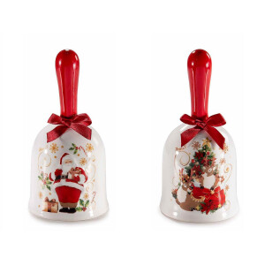 Set 2 clopotei Craciun ceramica multicolora Ø 7 cm x 14,5 H