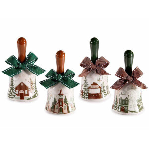 Set 4 clopotei Craciun ceramica textil multicolor 5x10 cm