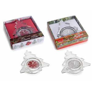 Set 2 suporturi cu lumanari Craciun 9x9x2 cm