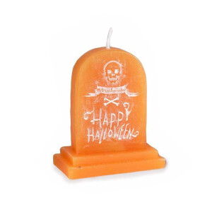 Lumanare Halloween ceara portocalie alba cm 6 x 3,5 x 7,5 H