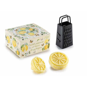 Set 2 flori ceara parfumata, razatoare in cutie cadou, aroma Lamaie 9 x 8,5 x 4,5 H