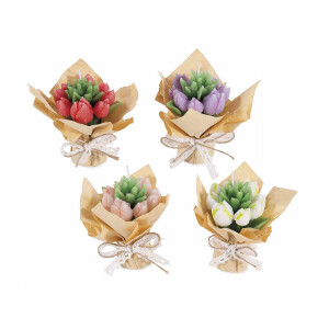 Set 4 lumanari tip buchet Lalele 9,5x7,5x12 H