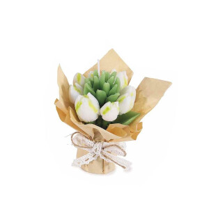 Lumanare tip buchet Lalele albe 9,5x7,5x12 H