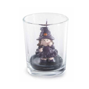 Lumanare Halloween Vrajitoare ceara in pahar sticla Ø 5,5 x 6,5 H