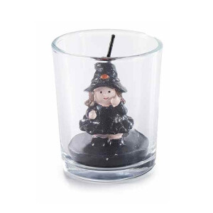 Lumanare Halloween Vrajitoare ceara in pahar sticla III Ø 5,5 x 6,5 H