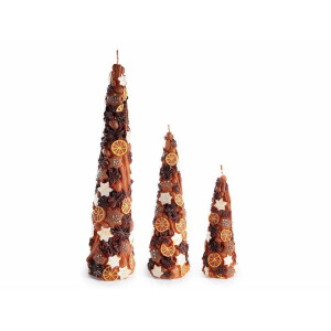 Set 3 lumanari Craciun Ø 7 cm x 28,5 H, Ø 6 x 19,5 H, Ø 5 x 14 H