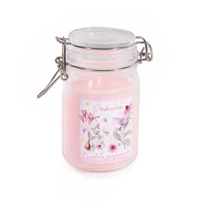 Lumanare parfumata in borcan sticla aroma Sakura Ø 7 cm x 11,5 H