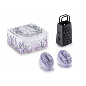 Set 2 flori ceara parfumata, razatoare in cutie cadou, aroma Lavanda 8.5 x 8,5 x 4 H
