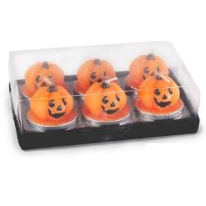Set 3 lumanari Halloween Dovleci ceara portocalie neagra Ø 4 cm x 4 H