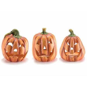 Set 3 Dovleci Halloween teracota portocalie verde Ø 9 cm x 11 H