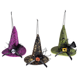 Set 3 palarii Halloween Vrajitoare textil multicolor Ø 10 cm x 11 H