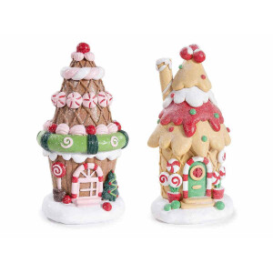 Set 2 decoratiuni Craciun polirasina multicolora cm 10,5 x 9,5 x 21 H