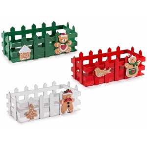 Set 3 cosuri Craciun lemn multicolor 23x11x8 cm