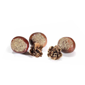 Set 48 conuri brad si castane 3 cm