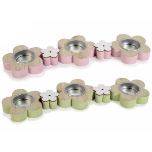 Set 2 suporturi lumanari lemn multicolor 31x8.5x2 cm