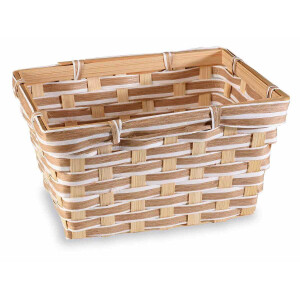 Cos bambus maro alb 22.5x17x12 cm